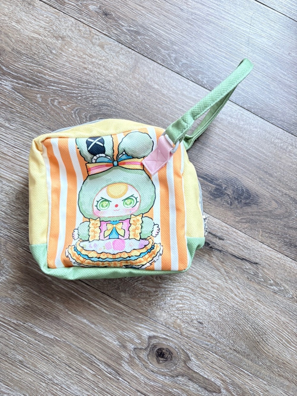 Baby Three (BB3) Cute Canvas Coin Pouch Bunny Rabbit Green/Pink